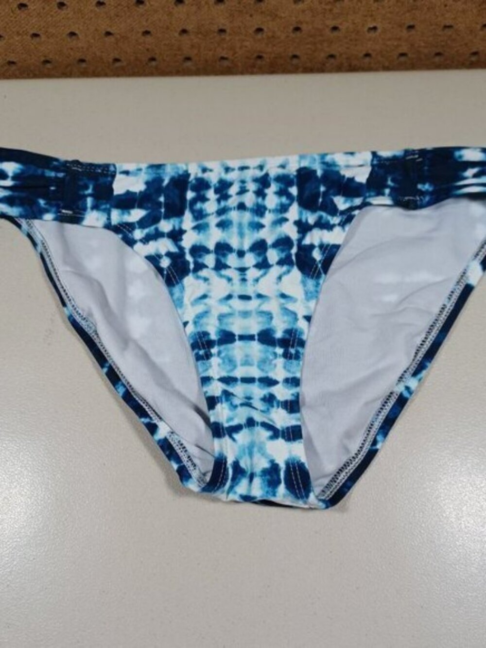 mynah womens navy blue white bikini swim bottoms S NWOT